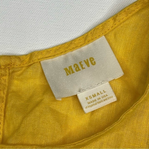 Maeve Anthro Tank Top 100% Linen Yellow Summer Beachy Coastal Beach Vacation XS - Picture 10 of 12